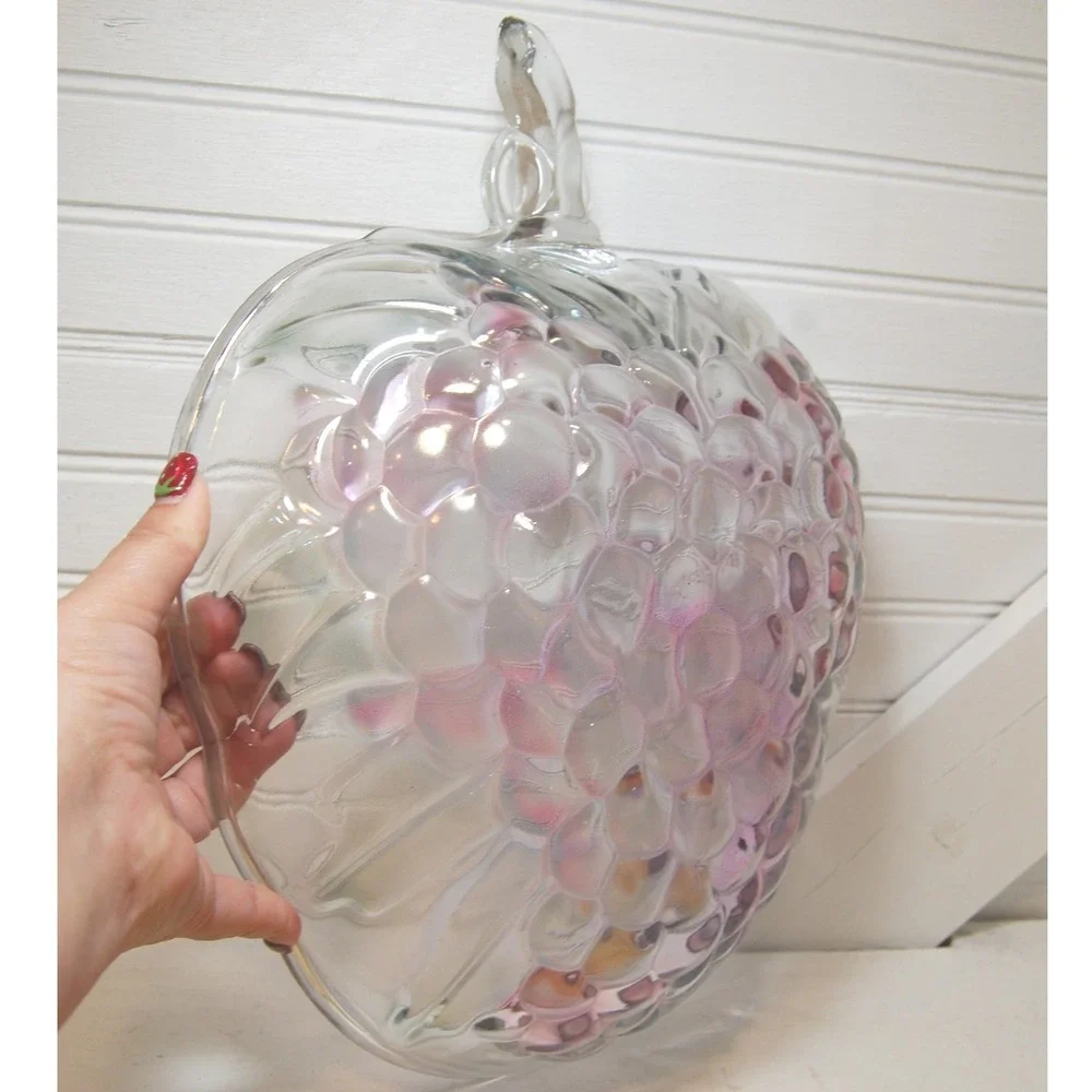 Vintage Indiana Glass bowl Grape cluster design‎ & colors Fruit salad candy dish